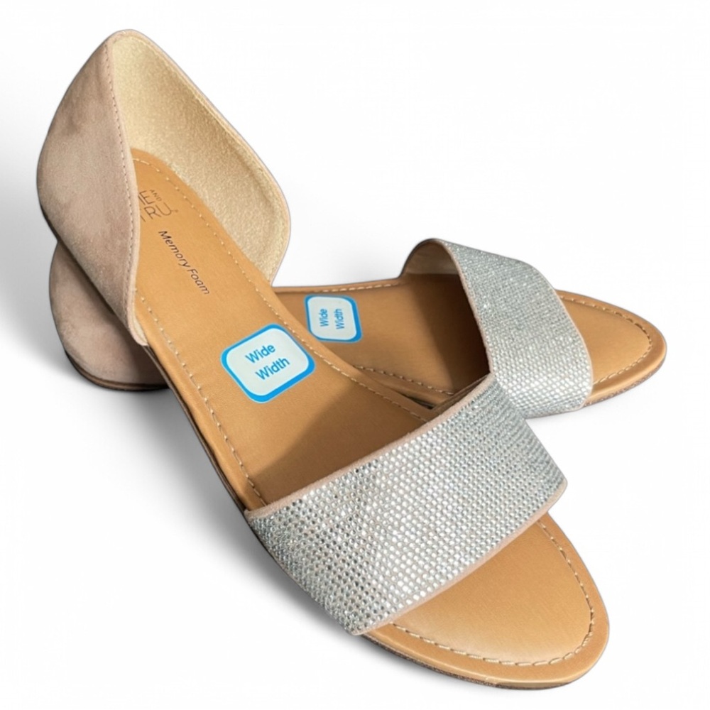Time and Tru Silver and Nude Open D'Orsay Flats